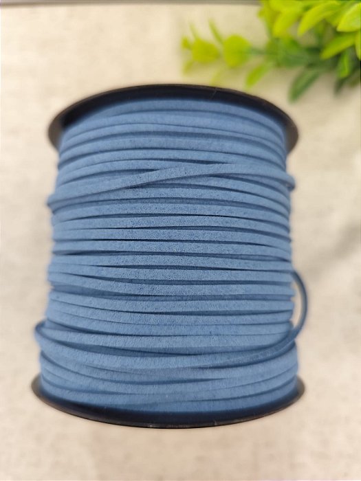 Cordão de Camurça Azul Jeans 2.7mm (Metro)