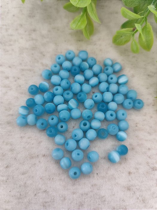 Bola Olho de Gato 6mm Azul Claro (10gr-Aproximadamente 48un)