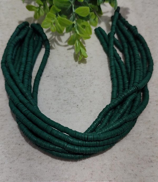 Disco de Fimo Emborrachado 6mm Verde Militar (1 fio -Aproximadamente 400un)