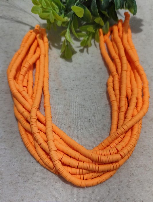 Disco de Fimo Emborrachado 6mm Laranja (1 fio -Aproximadamente 400un)