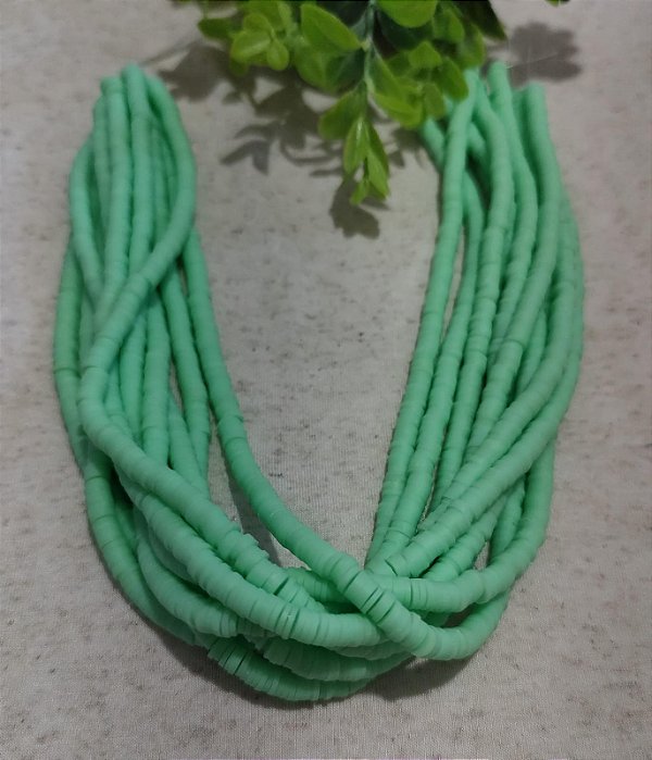 Disco de Fimo Emborrachado 6mm Verde Claro (1 fio -Aproximadamente 400un)