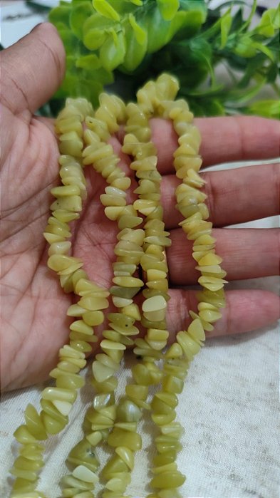 Fio Cascalho Jade Oliva (1 Fio - 40cm)