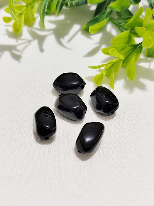 Conta de Resina Geométrica 20mm  Preto (4un)