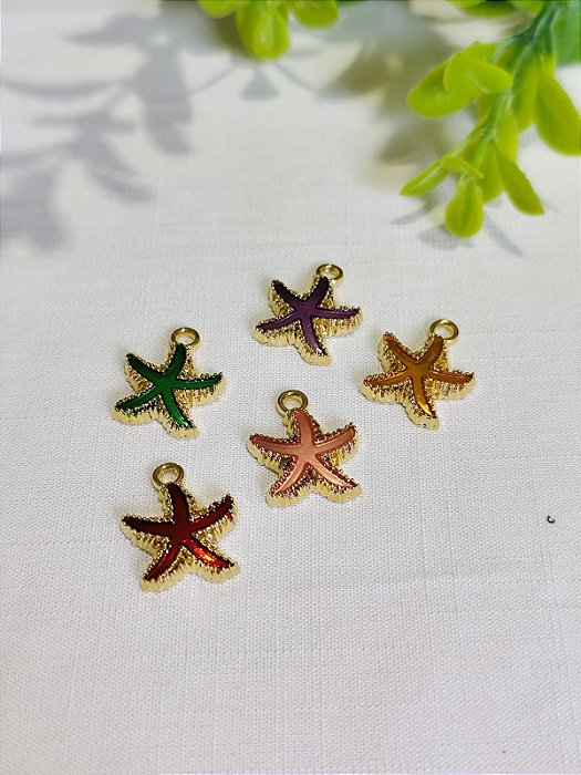 Pingente Estrela do Mar Resinada Ouro (Cores Sortidas)