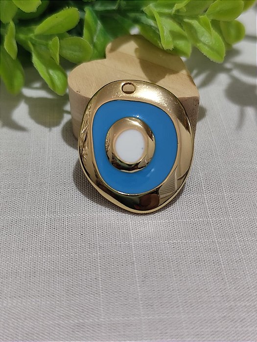 Pingente Olho Grego Resinado Azul com branco (un)