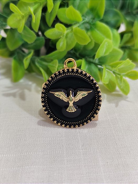 Pingente Espírito Santo Resinado Preto 3cm (un)
