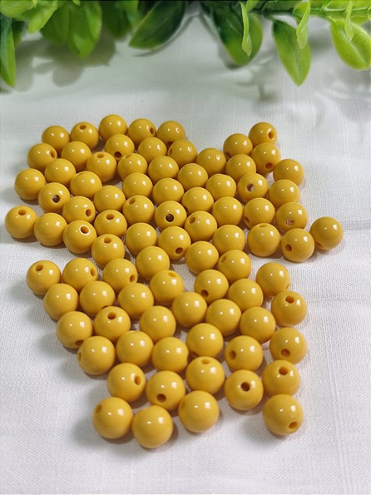 Bola Resina 8mm Amarelo Gema (20gr - Aproximadamente 70un)