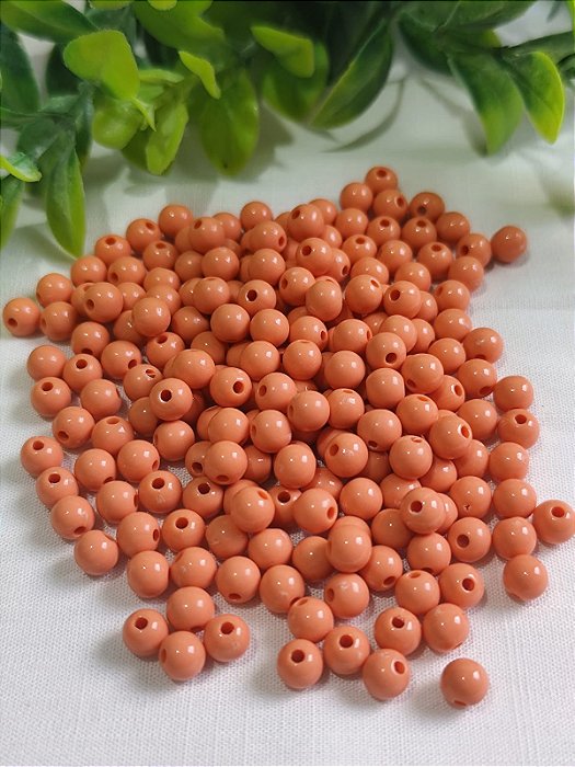 Bola Resina 6mm Salmon Escuro (20gr - Aproximadamente 170un)