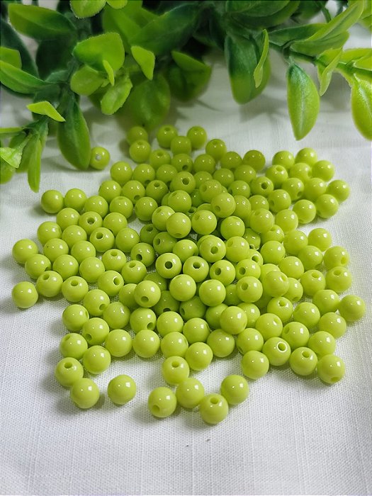 Bola Resina 6mm Verde Lima (20gr - Aproximadamente 170un)
