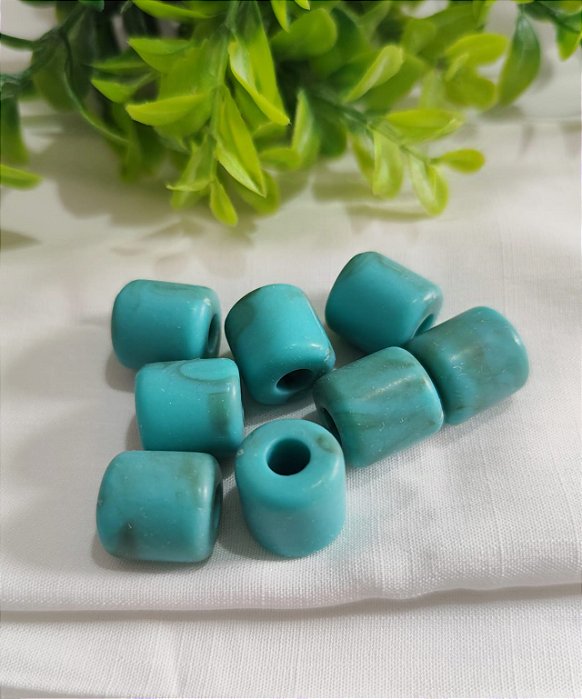 Conta de Resina Turquesa Mesclada Fosca 15mm (6un)