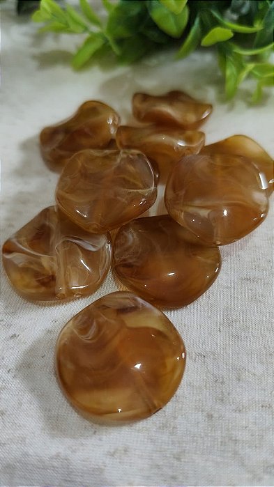 Conta de Resina Redonda 30mm Tartaruga Mesclado (4un)