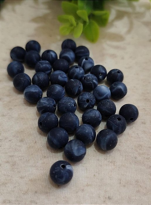 Bola Resina 10mm  Azul Mesclado Fosco (20gr - Aproximadamente 40un)