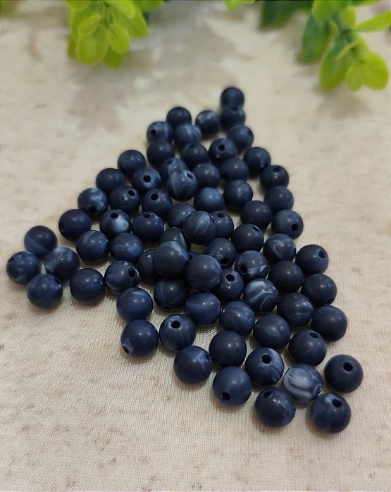 Bola Resina 8mm Azul Mesclado Fosco (20gr - Aproximadamente 70un)