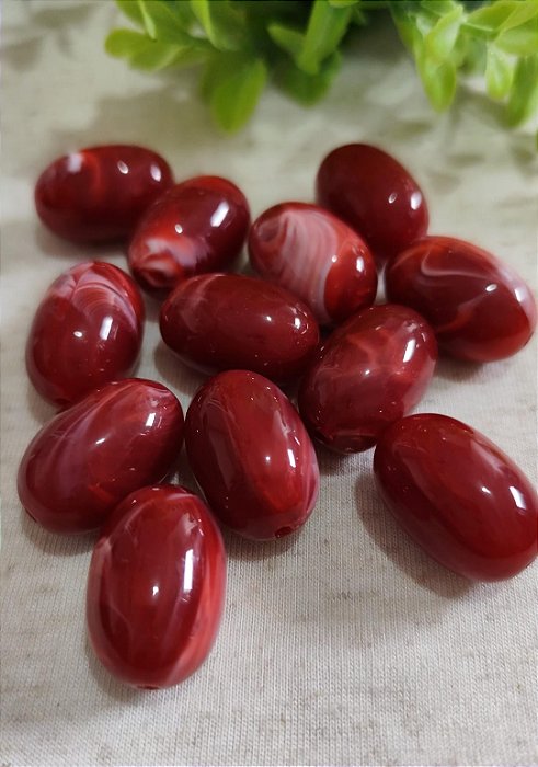 Conta de Resina Oval 24mm Marsala Mesclado (4un)