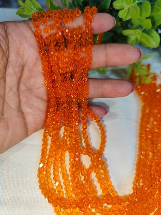 Cristal Laranja Translúcido 4mm (1 fio - 120un)