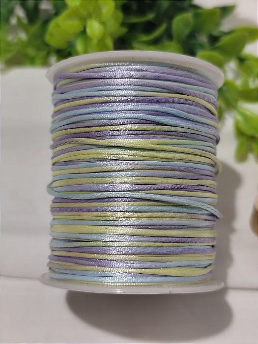 Fio de Seda 1mm Multicolorido tons pastéis (5 metros)