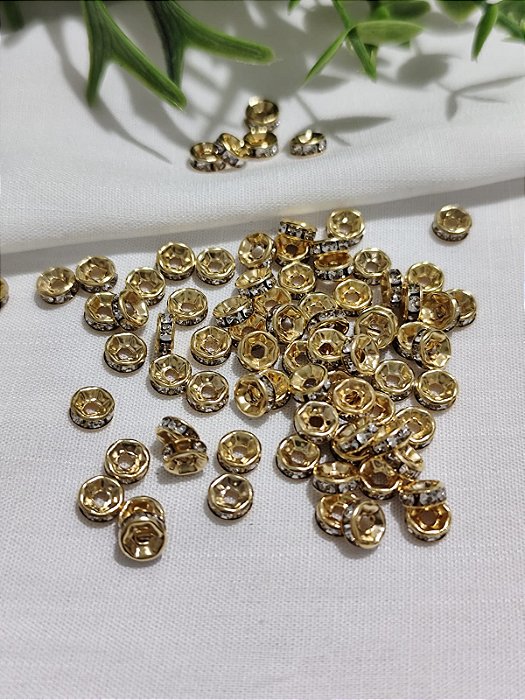 Rondele de Strass Cristal Ouro 5mm (10un)