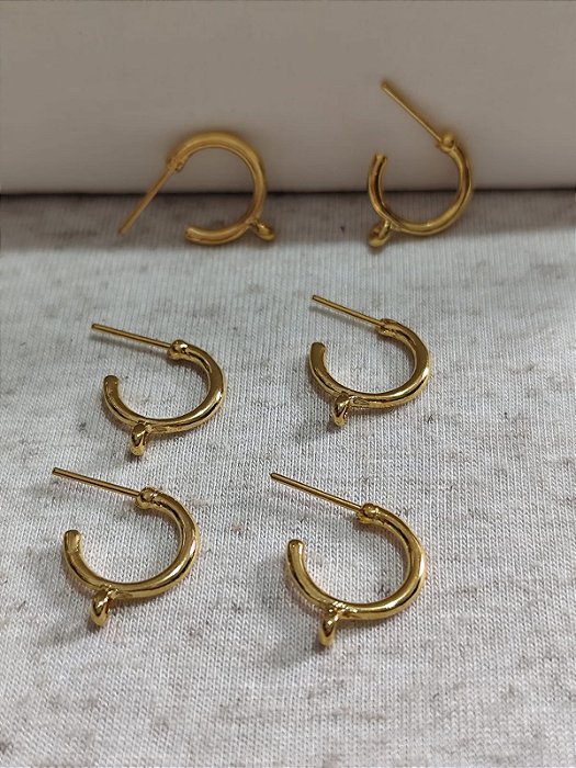 Pino de Brinco Meia Argola com 1 saída Ouro (par)