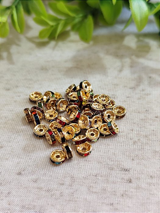 Rondele de Strass Colorido 5mm (10un)