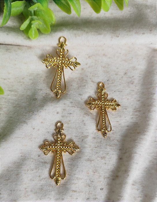 Cruz para terço 4cm Ouro (un)