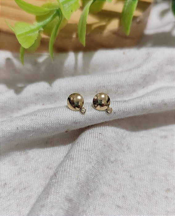 Pino de Brinco Bola 6mm com 1 saída Ouro (Par)