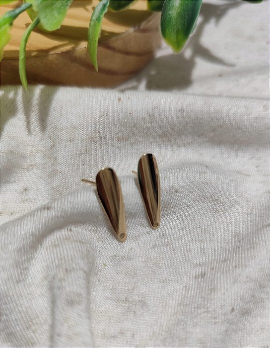 Pino de Brinco Oval com 1 saída Ouro (Par)