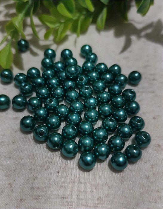 Pérola de ABS 8mm Verde Militar (20gr -Aproximadamente 83un)