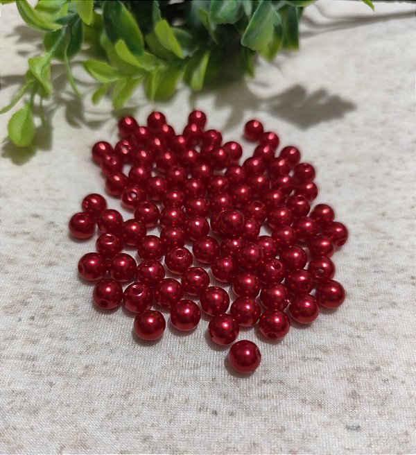 Pérola de ABS 8mm Vermelha  (20gr -Aproximadamente 83un)