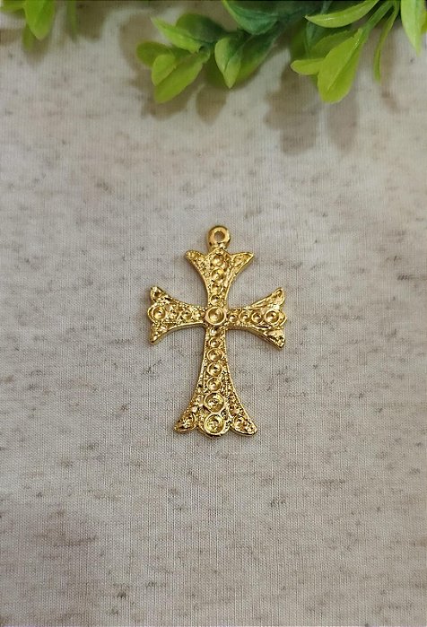 Cruz para terço 5cm Ouro para strass (un)