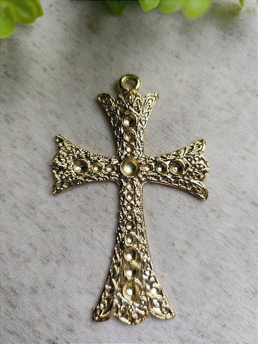 Cruz para Terço Ouro 8,5cm x 5