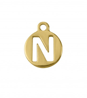 Pingente Letra N 16mm Ouro (un)