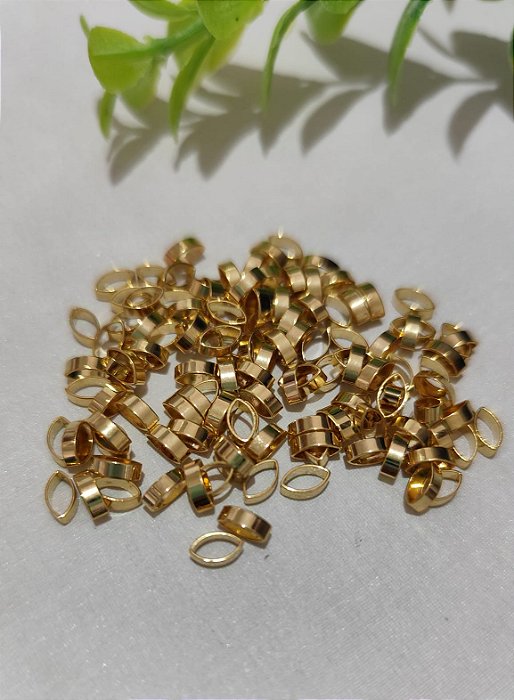 Entremeio Navete Metal Liso 6x3.4x2 Ouro  (10un)