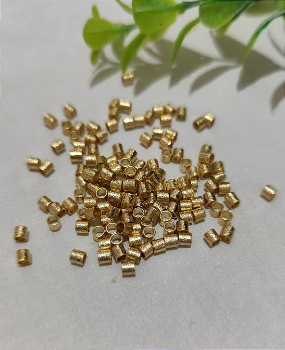 Entremeio Tubo Metal Lixado 3x3 Ouro  (10un)