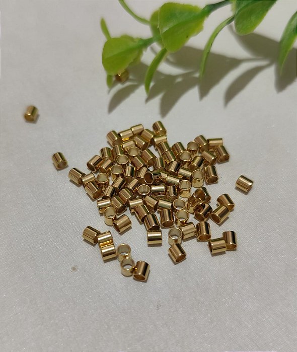 Entremeio Tubo Metal Liso 3x3 Ouro  (10un)