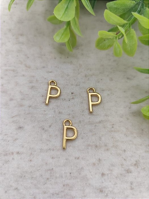 Pingente Letra P 12mm Ouro (un)