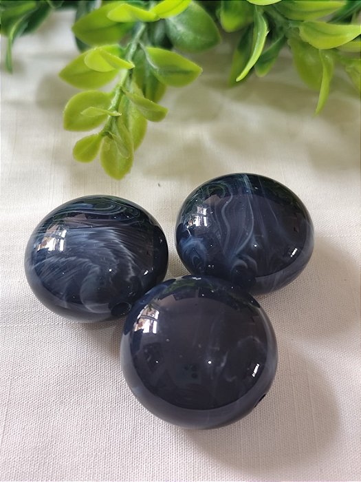 Conta de Resina Bola 30mm Azul Mesclada (un)