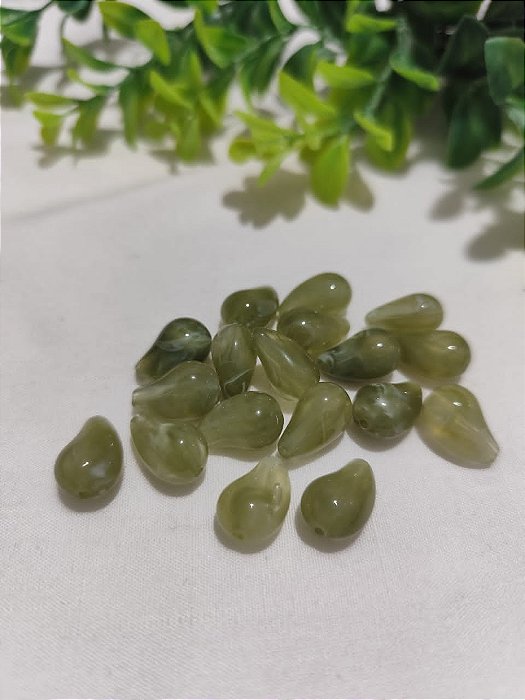 Pingente Gota 16mm Verde Mesclado (10un)