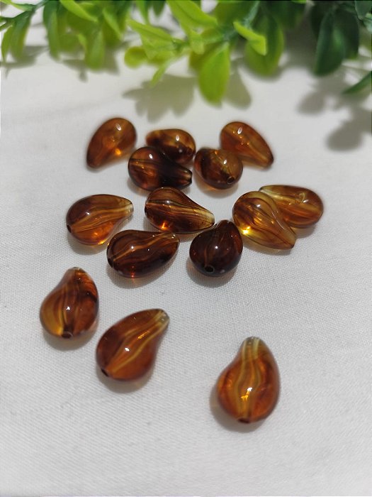 Pingente Gota 16mm Marrom Mesclado (10un)