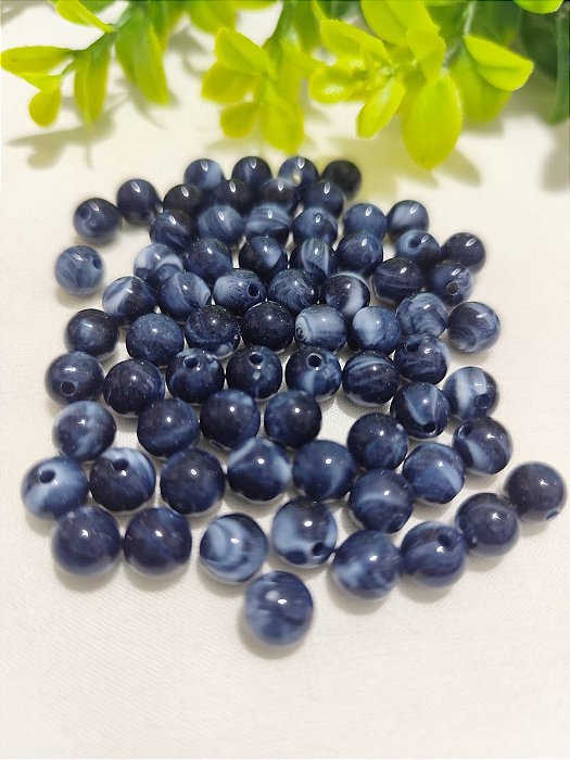 Bola Resina 8mm Azul Mesclado (20gr - Aproximadamente 70un)