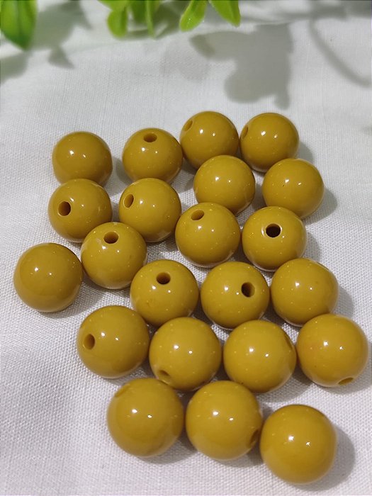 Bola Resina 12mm Mostarda (20gr - Aproximadamente 23un)