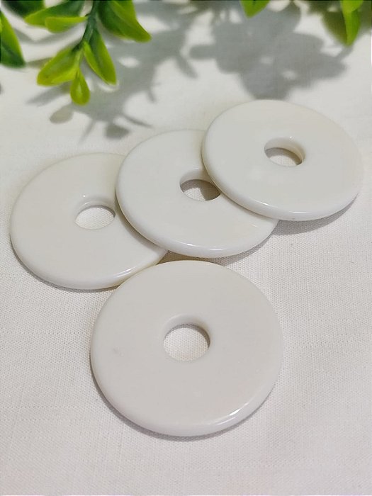 Conta Resina Redonda 40mm Off White (4un)
