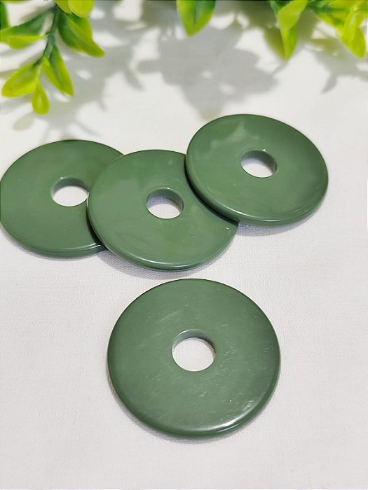 Conta Resina Redonda 40mm Verde Musgo (4un)