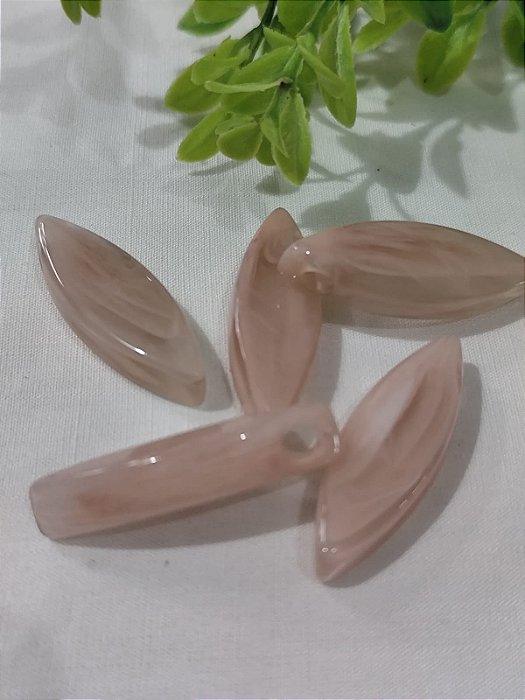 Pingente Navete Resina Rosa Mesclado 43mm (4un)