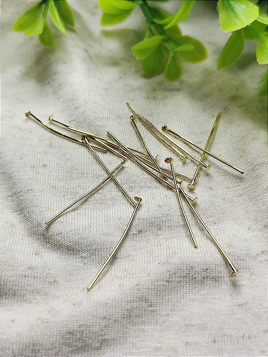 Alfinete Cabeça Chata 3cm Ouro (20un)