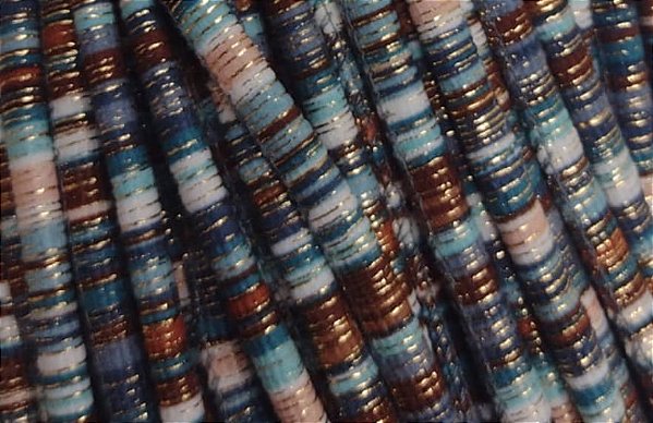 Cordão Multicolor 6mm Azul com Marrom (Metro)