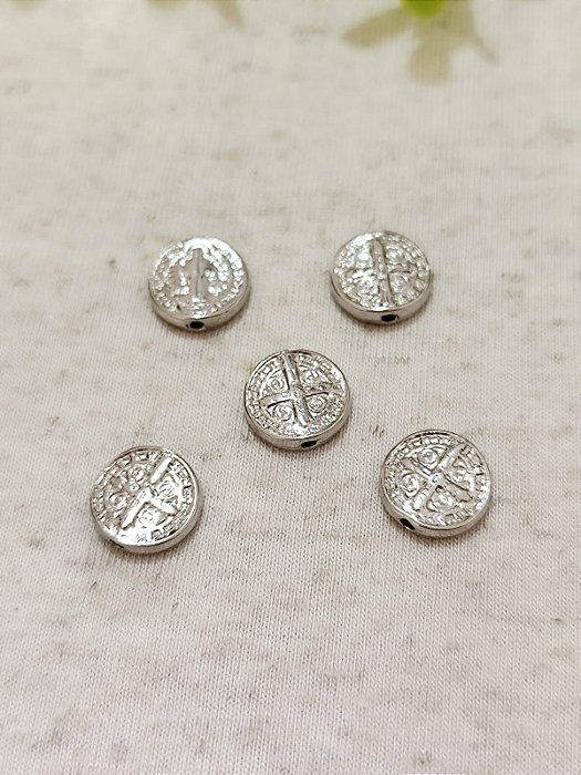 Passante Medalha São Bento Níquel 13mm (un)