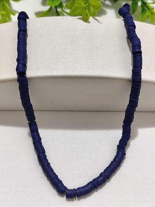 Disco de Fimo Emborrachado 6mm Azul Royal (1 fio -Aproximadamente 400un)