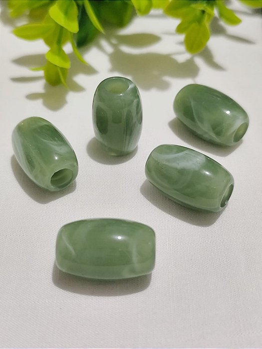 Conta de Resina Verde Mesclado 24mm, furo grande de 7mm (4un)