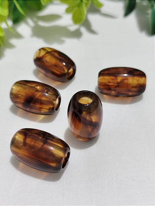 Conta de Resina Tartaruga 24mm, furo grande de 7mm (4un)