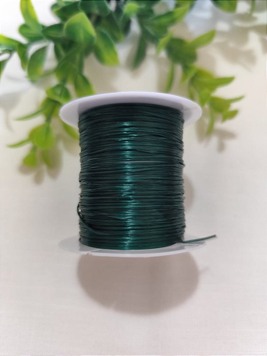 Rolo Fio de Stretch Lastex Elástico Verde Musgo (10mts)